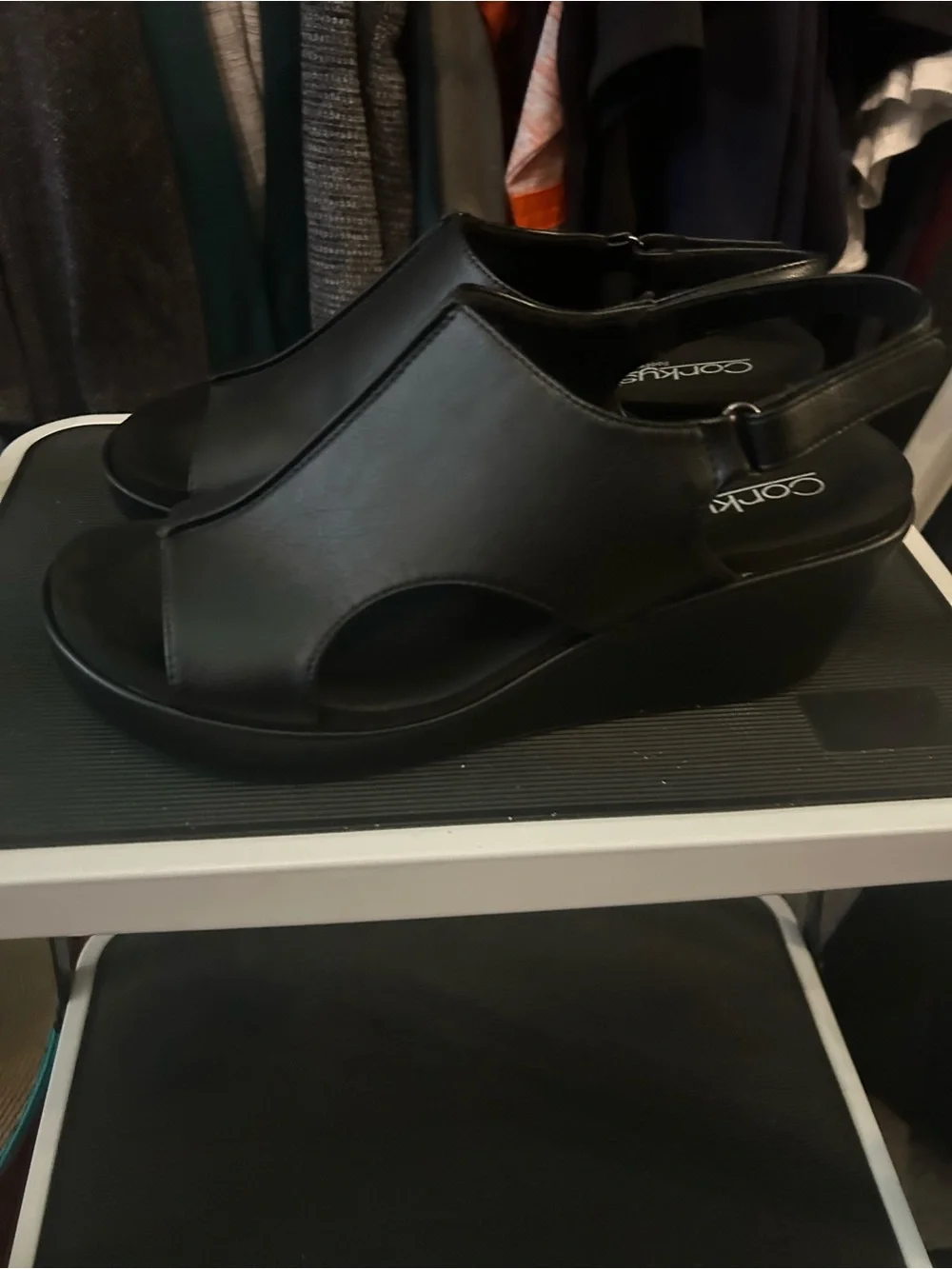 Corkys Black Open-Toe Slingback Sandals